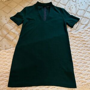 Zara Short-Sleeve Mini Dress in Forest Green